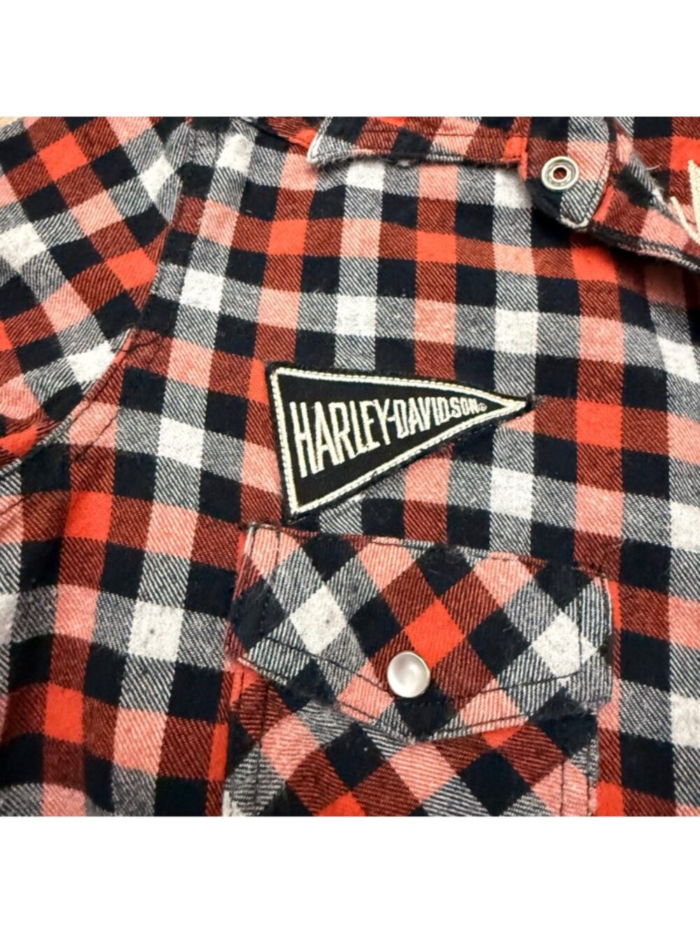 Harley-Davidson Women's Flannel Shirt S Red Black Embroidered Logo Long Sleeve - Picture 4 of 11